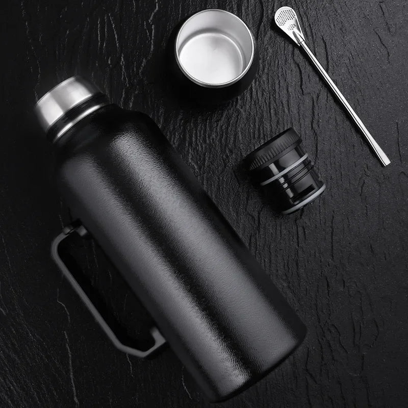 Stainless Steel Yerba Mate Thermos 1200ml Large Vacuum Insulated Flask with Handle