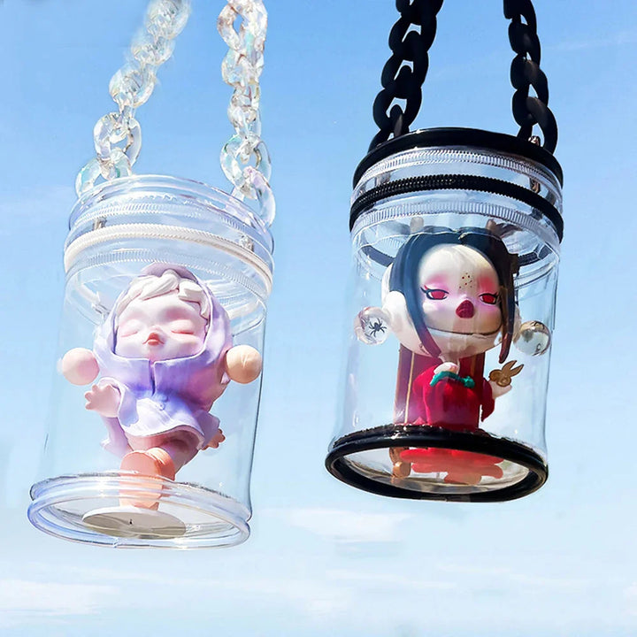 Dustproof Waterproof Transparent PVC Storage Pouch - Thickened Mini Doll Bag, Clear Wallet with Pendant