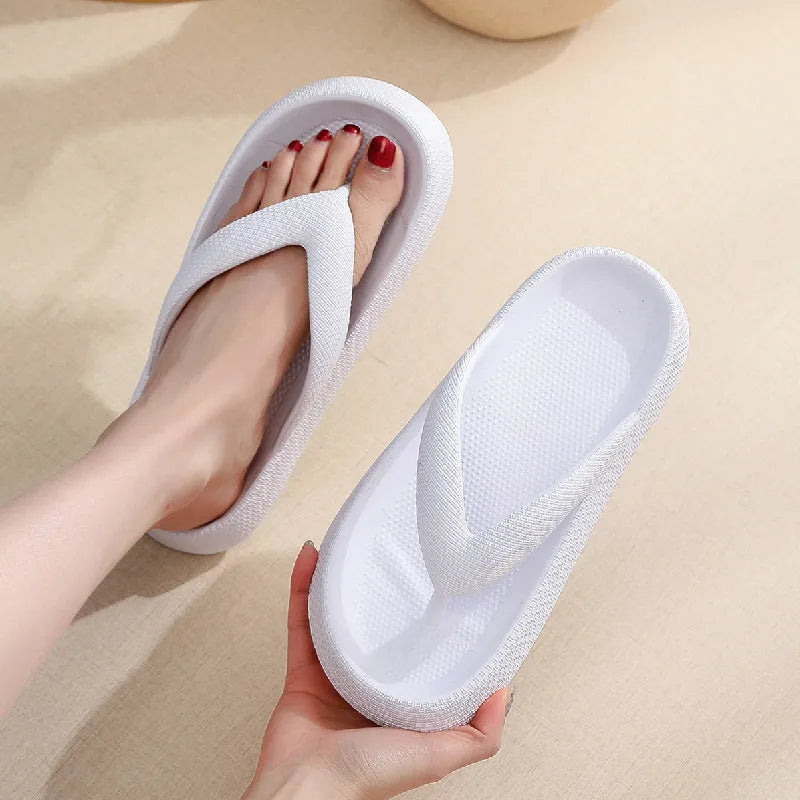 Women's Summer Beach Flip Flops - Non-slip, Thick Platform, Clip Toe Slides