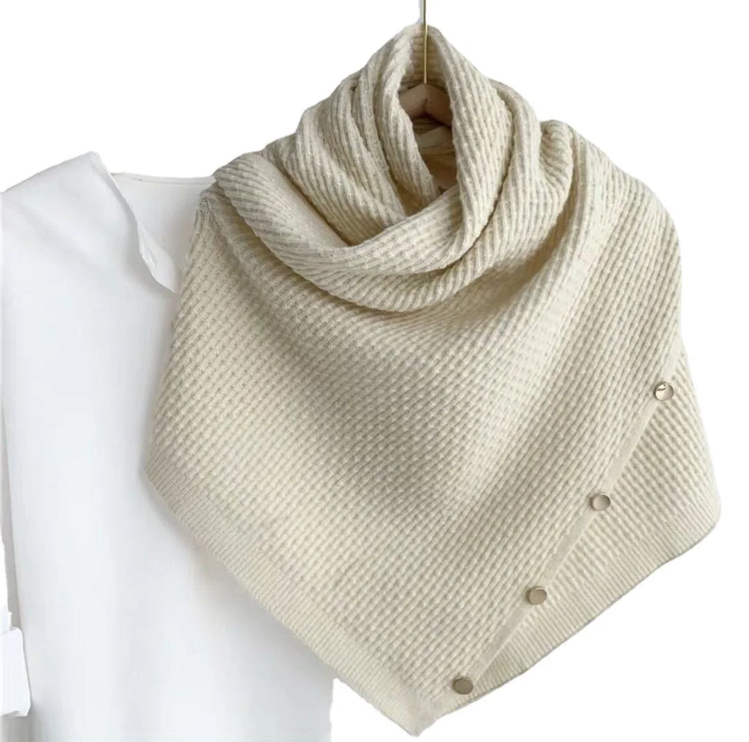 Multi-Purpose Button Scarf  Knitted Imitation Cashmere Shawl & Poncho for Women