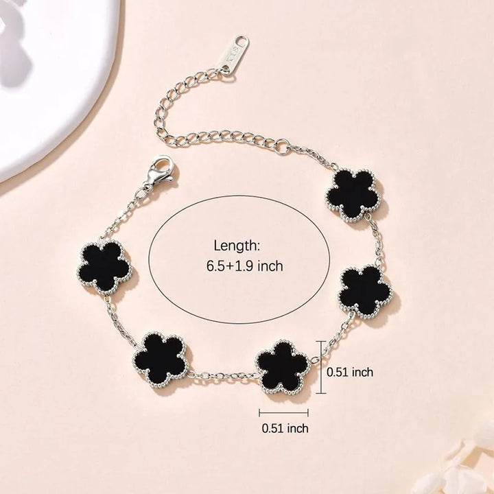 Lucky Clover Women's Hand Bracelets Double Sided Flowers Jewelry Gifts Stainless Steel Bracelet Gold Plated Bracelets