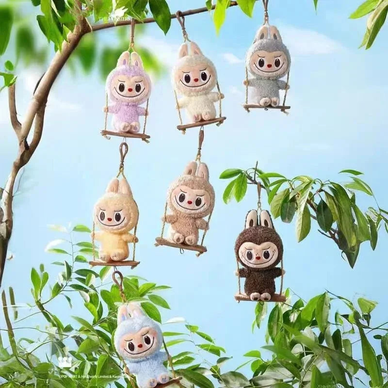 Genuine Labubu Plush Doll Pendants Woodworking Workshop Swing Series Blind Box Desktop Ornaments Collectible Blind Box Toy Gifts