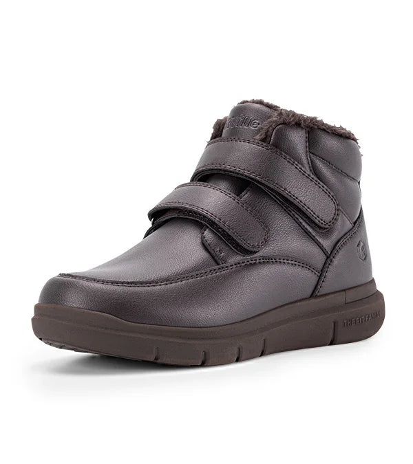 FitVille Men's Wide Winter Boots - Waterproof, Anti-Slip, Lightweight Fur-Lined with Hook & Loop