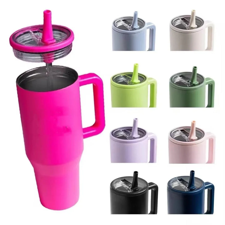 Leak-Proof Folding Straw Lid - Replacement for Stanley 40oz Tumbler & Water Bottles