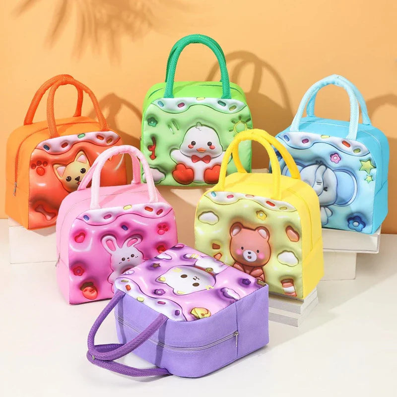 Cartoon Kawaii Portable Insulated Lunch Bag - Thermal Cooler Tote for Women & Children