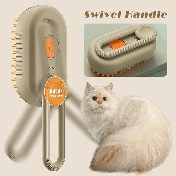 3-in-1 Pet Steam Brush – Electric Steamy Spray, Massage Comb, and Hair Removal Grooming Tool for Cats and Dogs