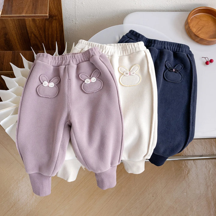 Children's Velvet Winter Pants Thick Warm Cartoon Jogger Trousers for Boys & Girls Casual Baby Clothing