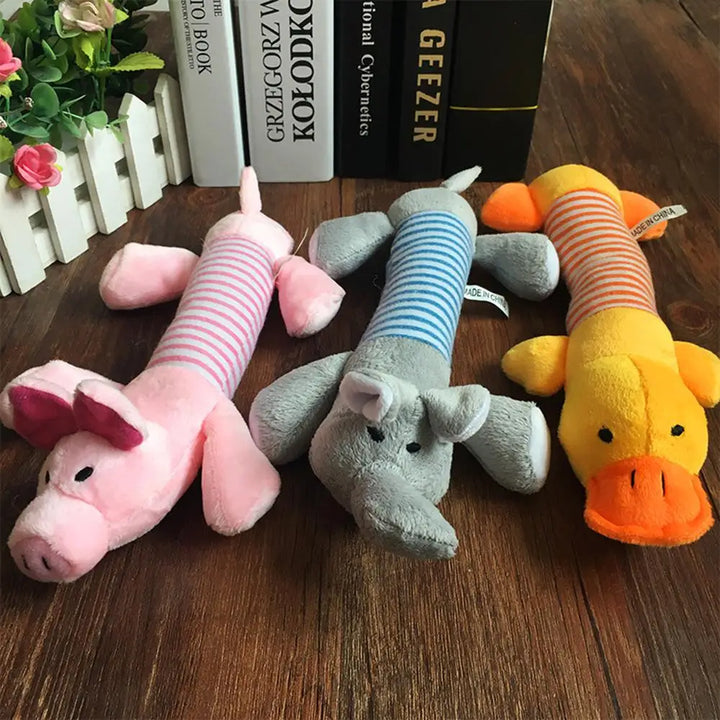 Cute Animal Squeaky Plush Dog Toy - Nontoxic Chew & Teeth Grinding Toy