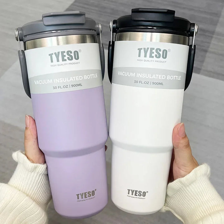 TYESO Stainless Steel Coffee Thermos - Double-Layer Insulated Travel Mug for Hot & Cold Drinks