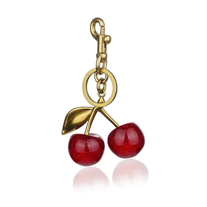 Black Cherry Pendant Keychain - Exquisite Crystal Charm for Women's Handbags, a Trendy and High-Grade Accessory for a Stylish Look