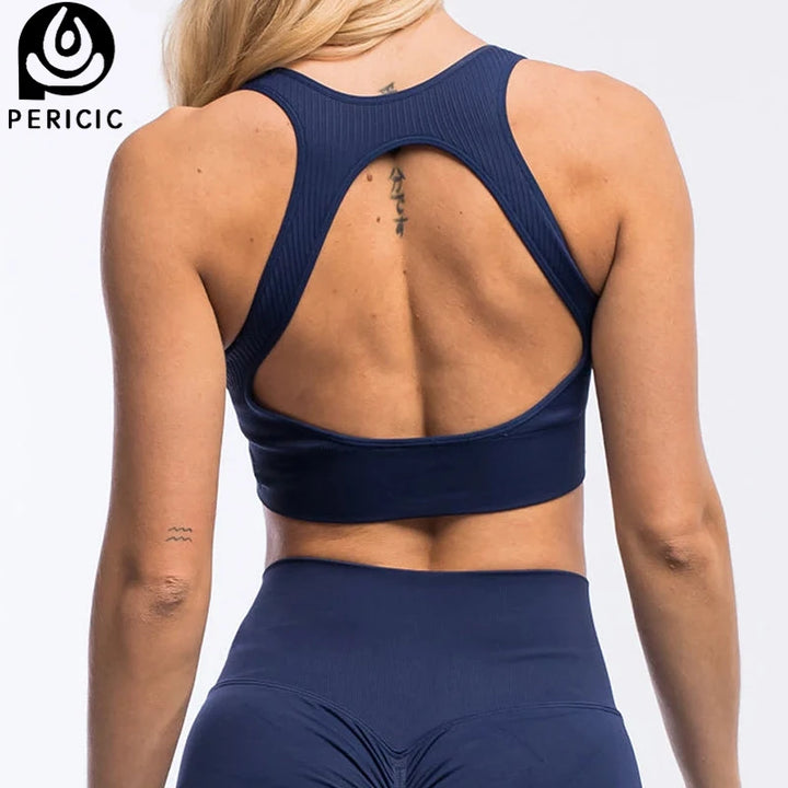 Pericic Seamless Backless Bra - Women's Wireless Cropped Tank Top, Ideal for Jogging, Sports, and Everyday Wear